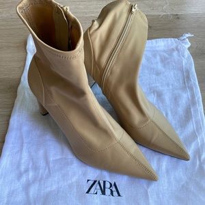 Zara stretch fabric heeled ankle boots